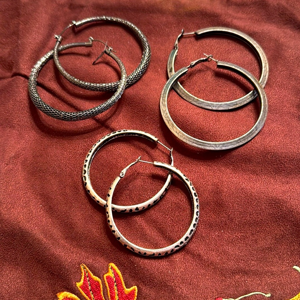 -3 pairs “M Style Lab”  Earrings hoops, lever all metal